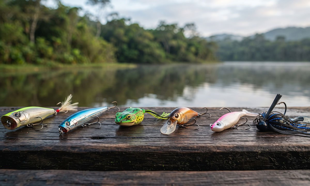 Diferentes cores de iscas artificiais para pesca