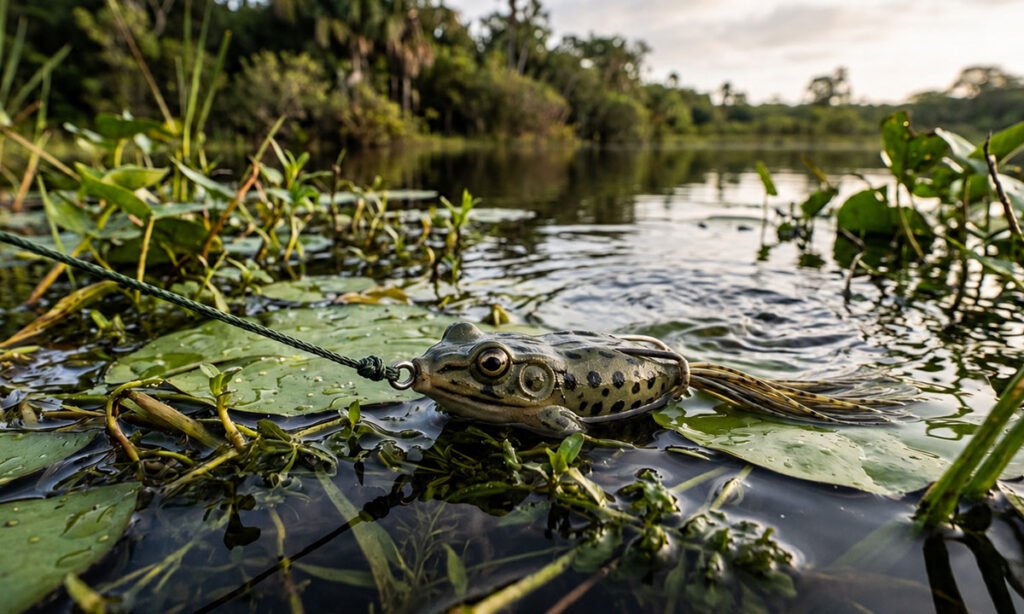 FROG ATRAVESSANDO VEGETAÇÃO E CHEGANDO A UMA CLAREIRA