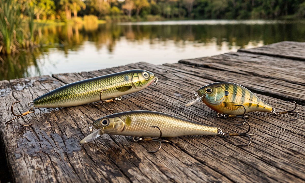 Diferentes tipos de iscas artificiais para várias situações de pesca