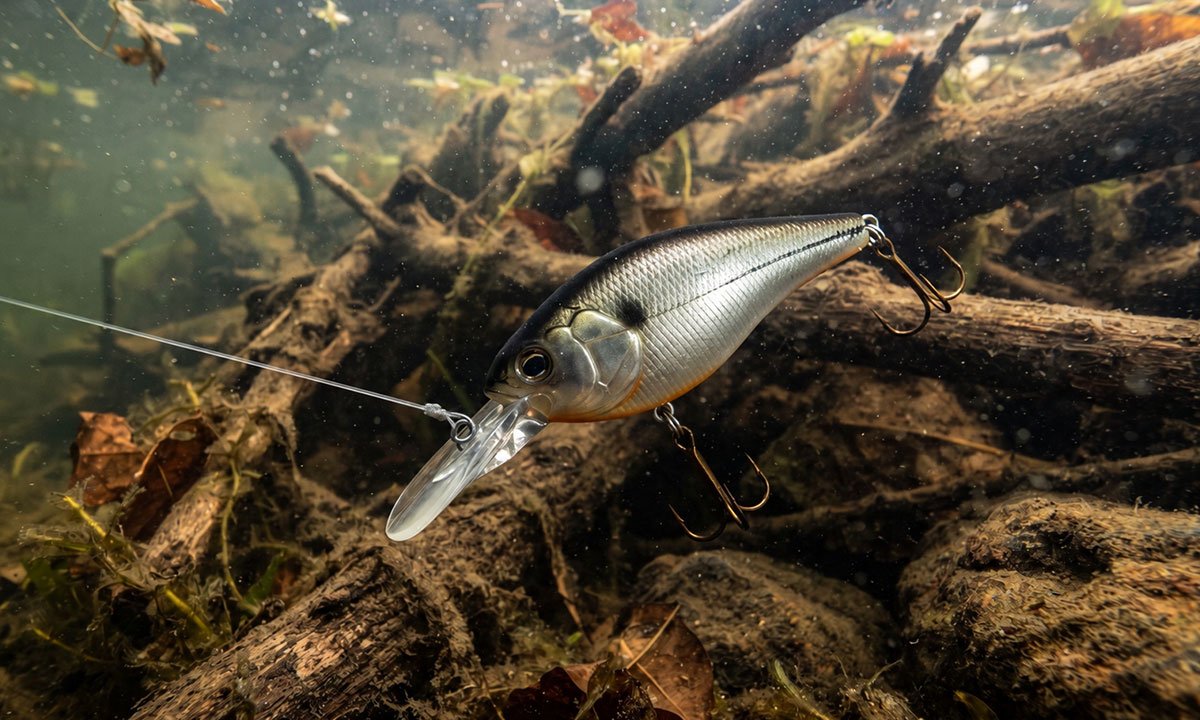 Crankbait trabalhando próximo a estrutura submersa