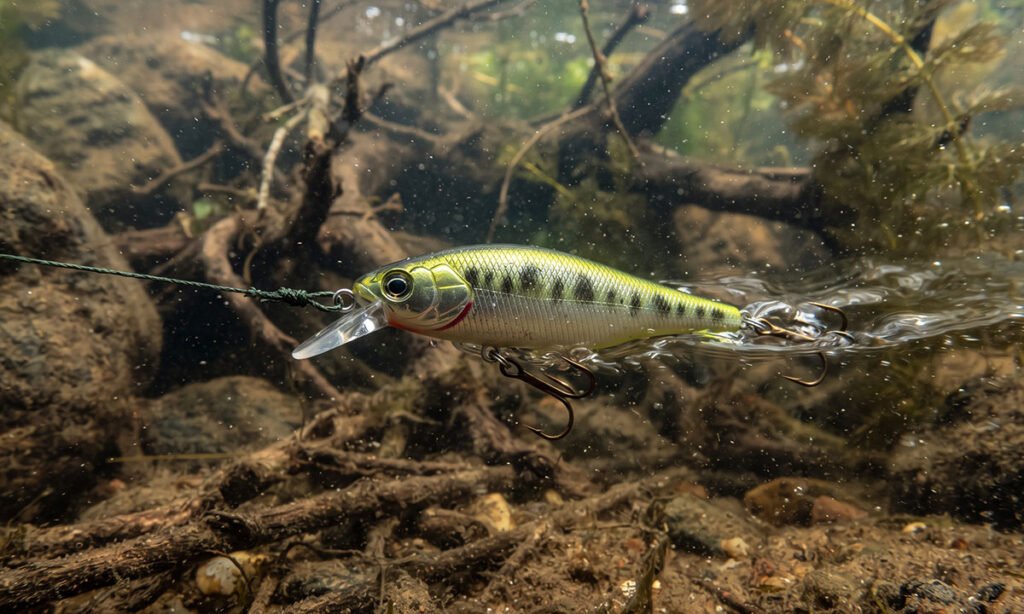 Isca artificial trabalhando em velocidade moderada